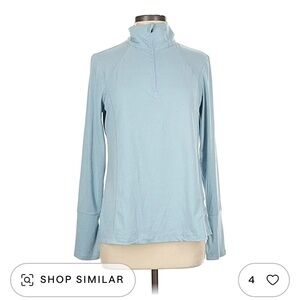 Lukka Lux Dusty Sky Blue Long Sleeve Women's Top Quarter Zip S